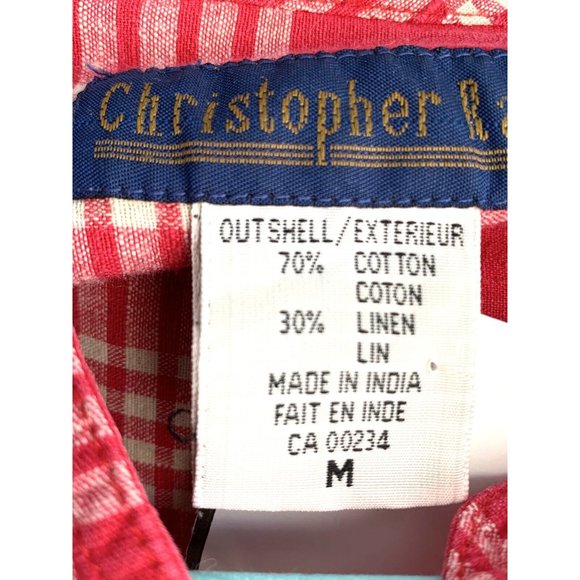 Christopher Rand Shirt Mens M Pink/White Check Stand Collar Button Up  Pockets - Picture 7 of 8